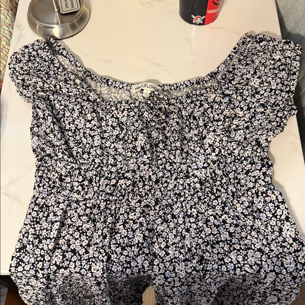 Wallflower Black and White Floral Blouse
